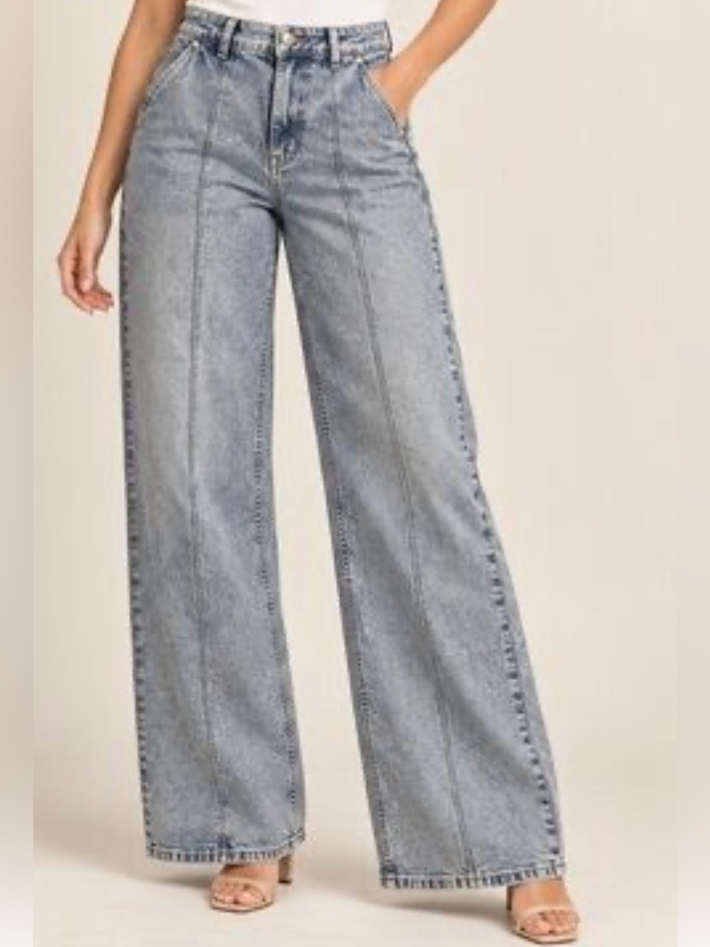 Michael Kors Women's Relaxed Wide-Leg Jeans in Light Blue